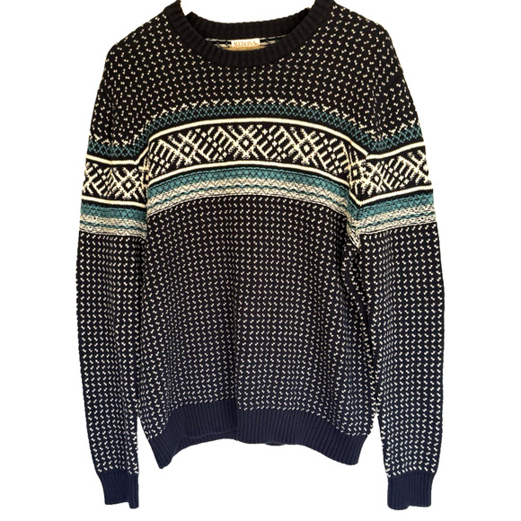 Y2K Merona Mens Nordic Knit Sweater Size XL Fair Isle Alps Aspen Ski Preppy - Picture 1 of 11